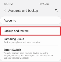 Select the Backup Option in Samsung Cloud