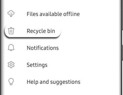select the recycle bin option in Onedrive