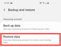 Select the Restore Data in Samsung Cloud