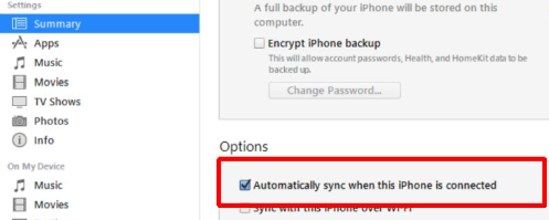 enable automatically sync in itunes