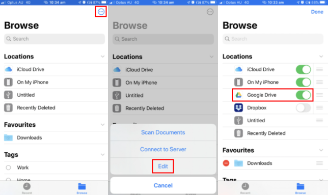 enable iphone access to google drive