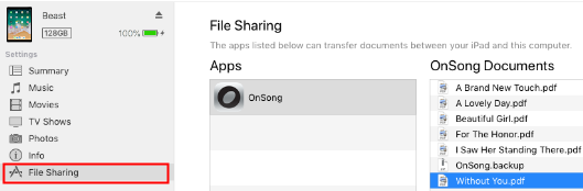 file sharing from itunes