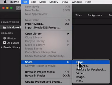 share imovie from mac to email