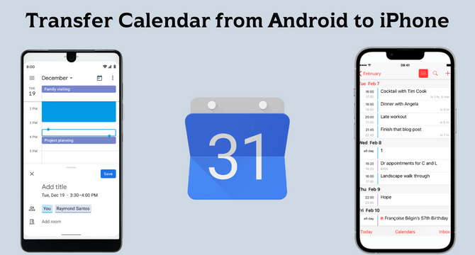 transfer calendar from android to iphone