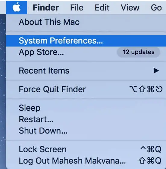 open system preferences on mac