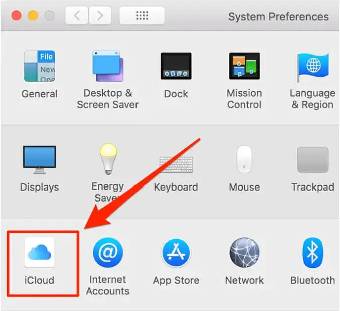 click icloud button