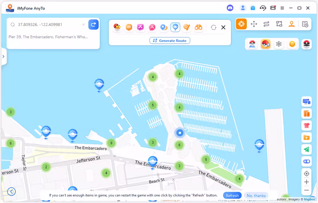 pier 39 coordinates for pokemon go