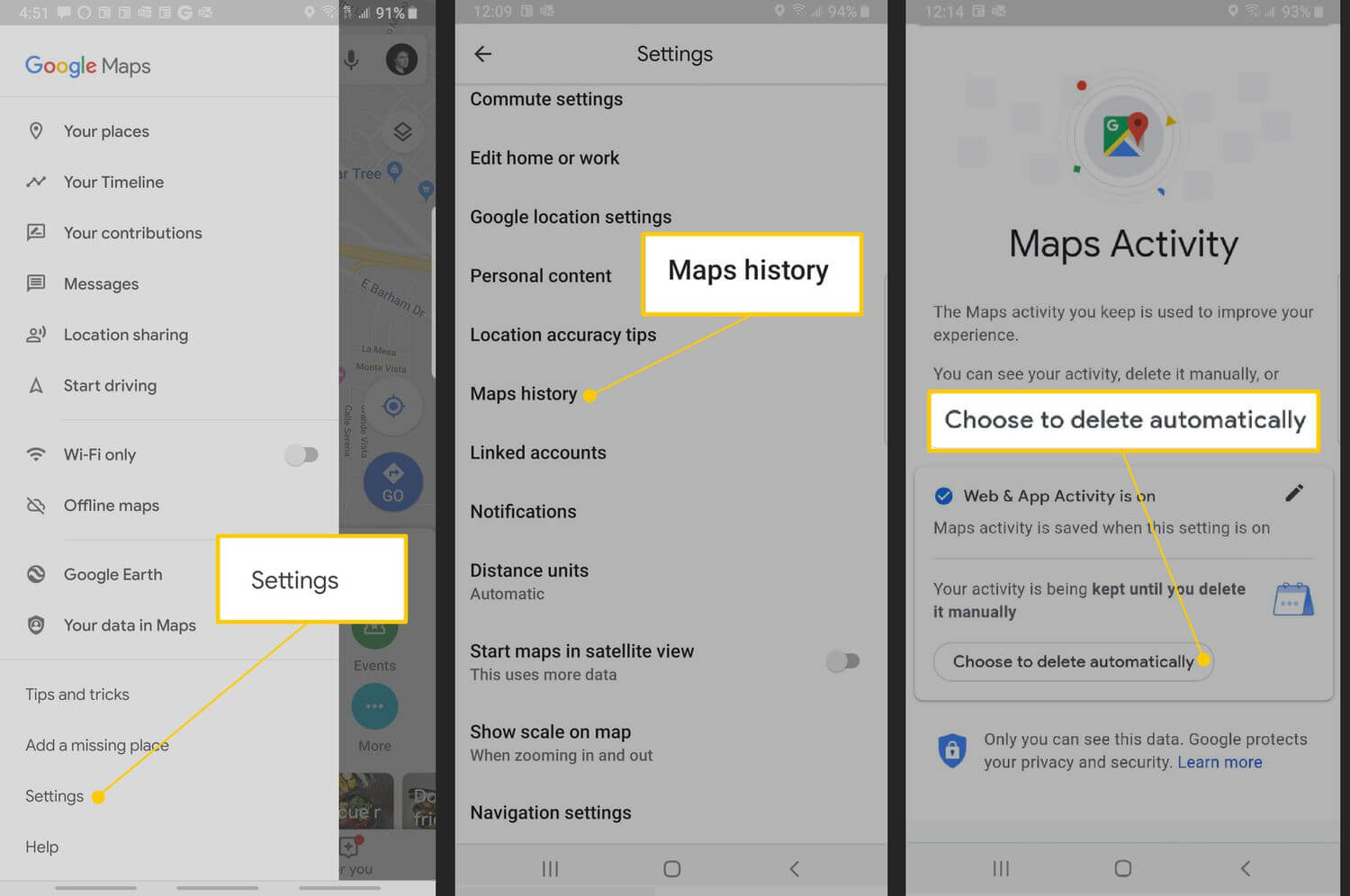 Delete Google Maps History on Mobile