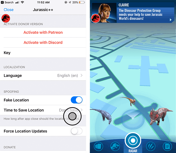 Fake GPS Joystick for Jurassic World Alive on iOS without Jailbreak