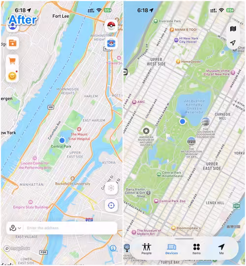 after changing location on find my
