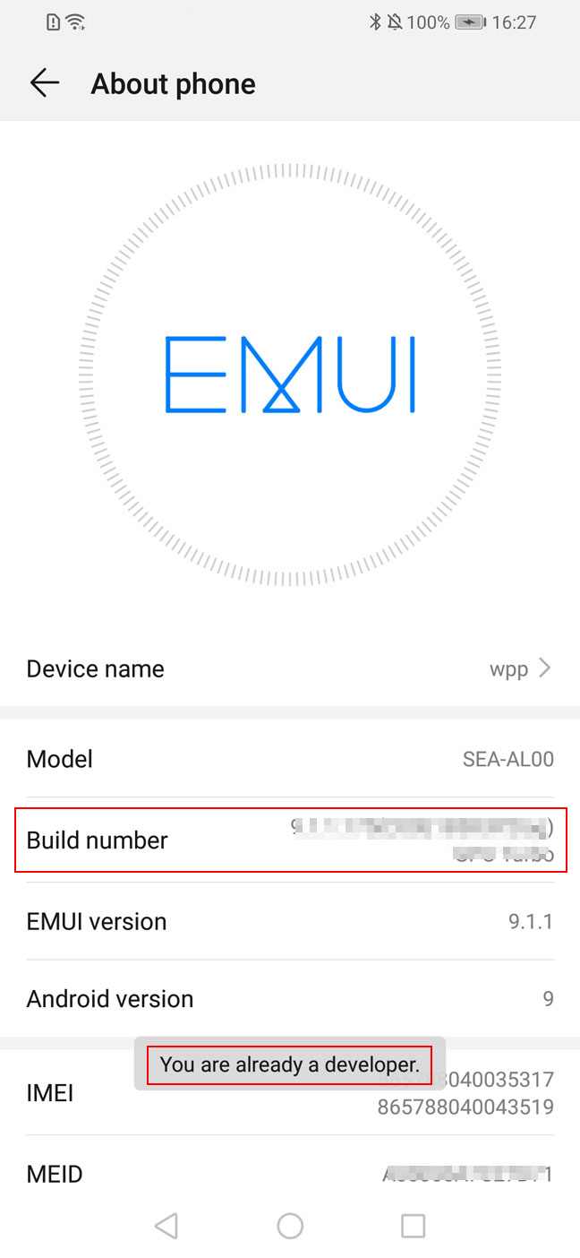 huawei build number