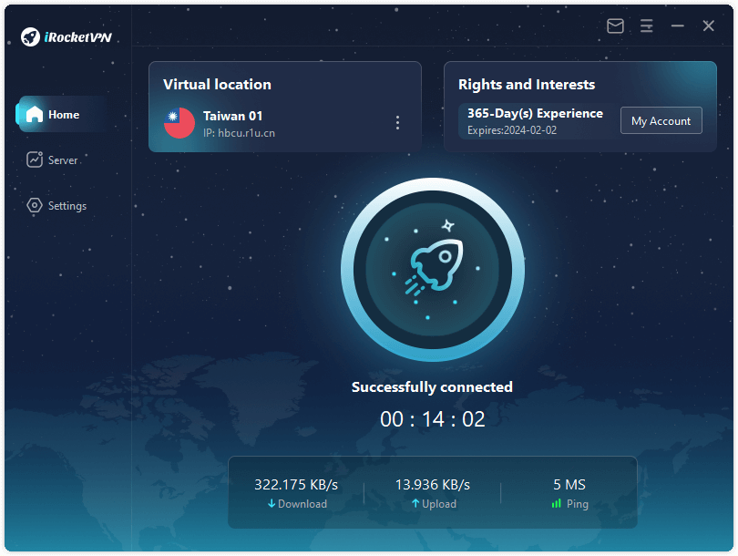 Schimbarea Locației cu VPN iRocketVPN