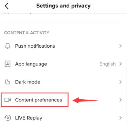 Choose the Content Preferences