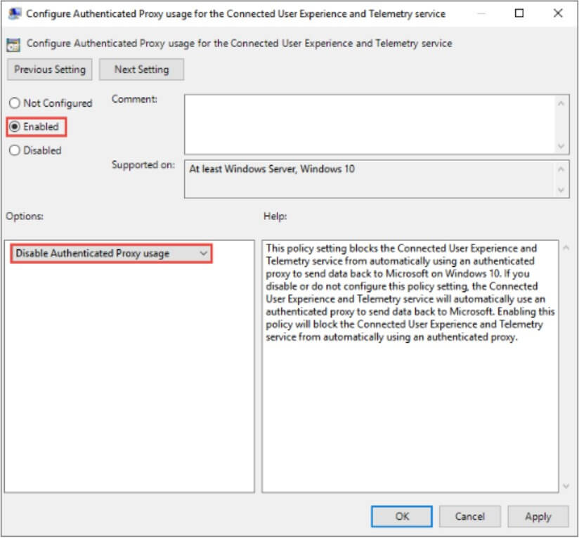 disable authenticated proxy usage