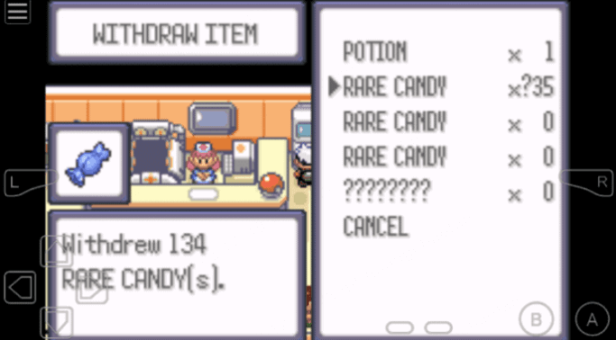 pokemon emerald rare candy cheat