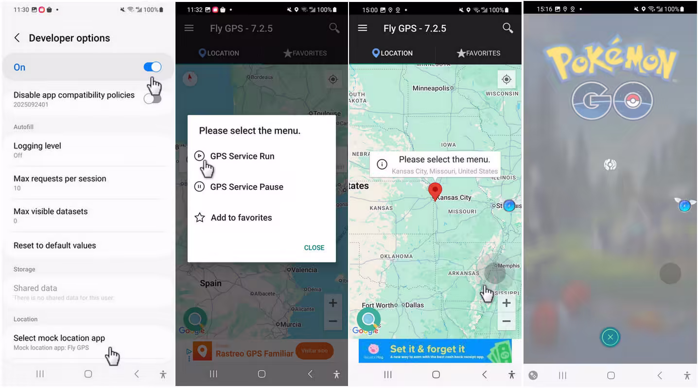 how to use fly gps for pokemon go