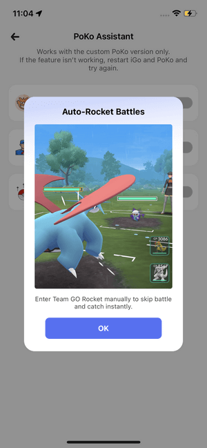 igo poko assistant auto rocket battles