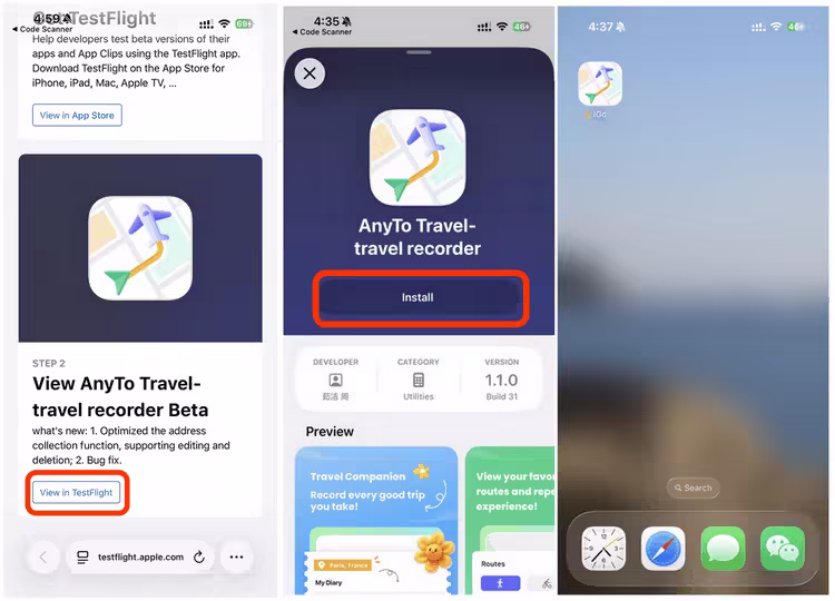 install anyto igo in testflight