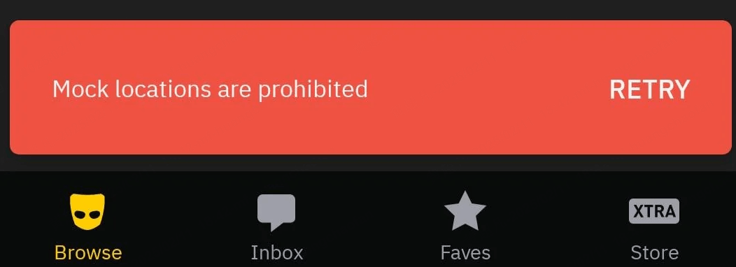 grindr mock locations are prohibited