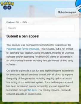 pokemon go banned announce