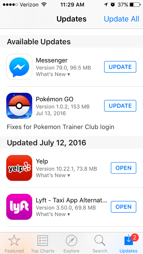 pokemon go how to update