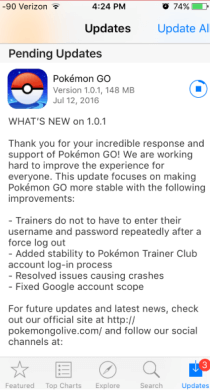 pokemon go updated
