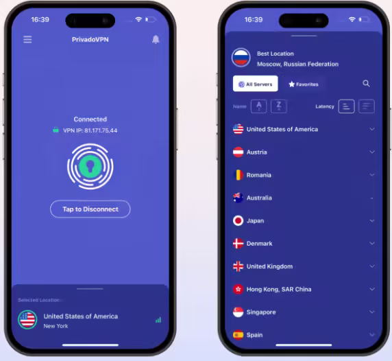 privado free vpn to change location