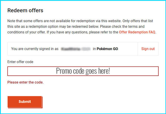 redeem offer promo code