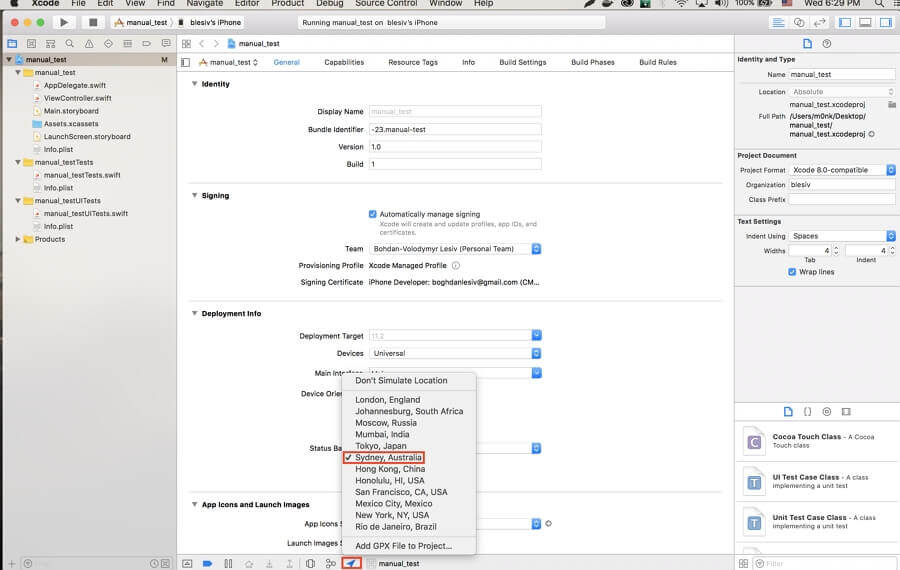 select xcode new project location