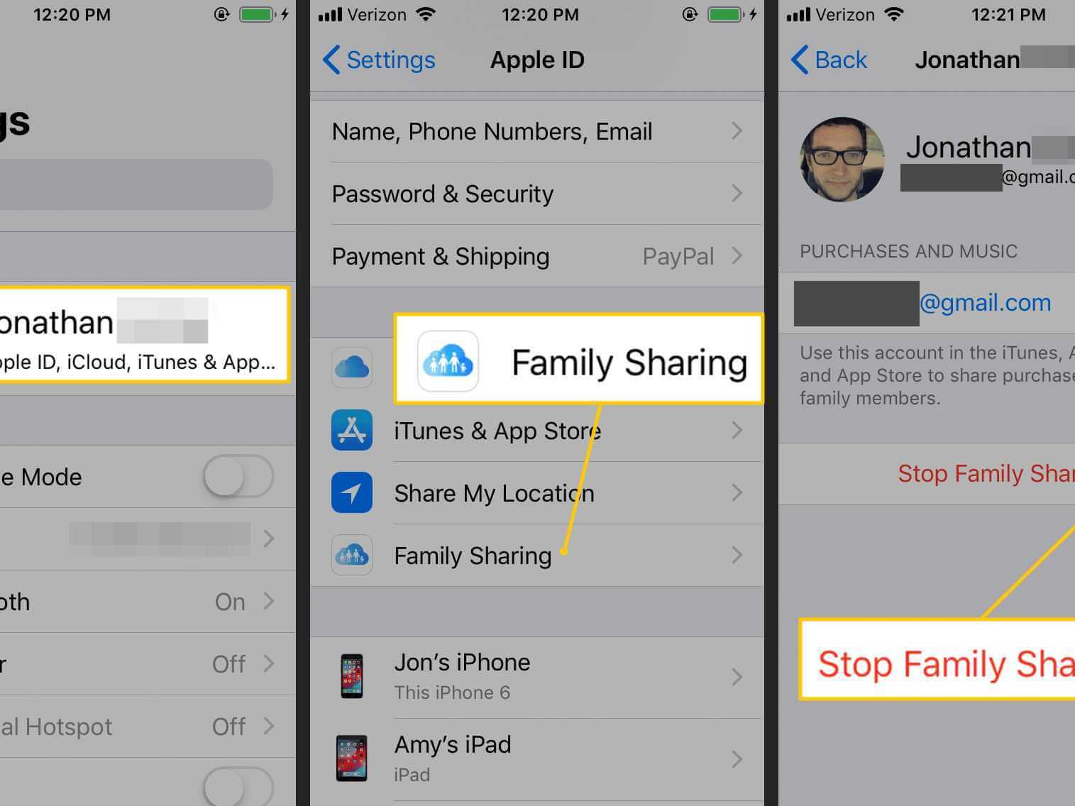 turn off family sharing