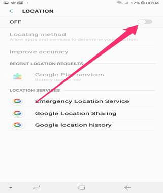 turn off location on android
