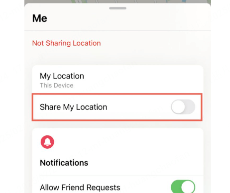 turn off share my location in find my app