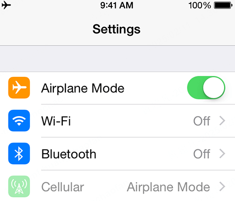 turn on airplane mode