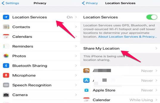 turn share my location off ios