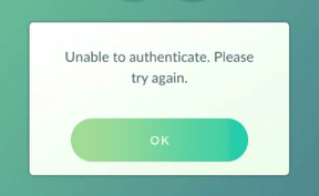 pokemon go unable to authenticate