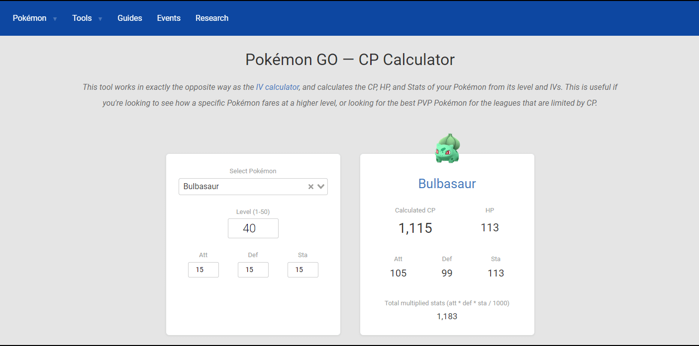 cp calculator pokemon go