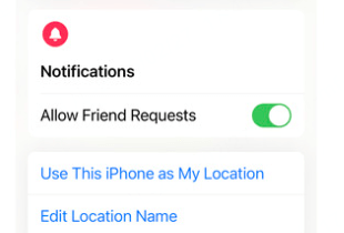 use this iphone as my location in find my