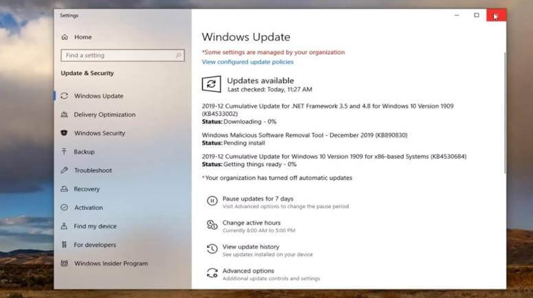 windows updated software