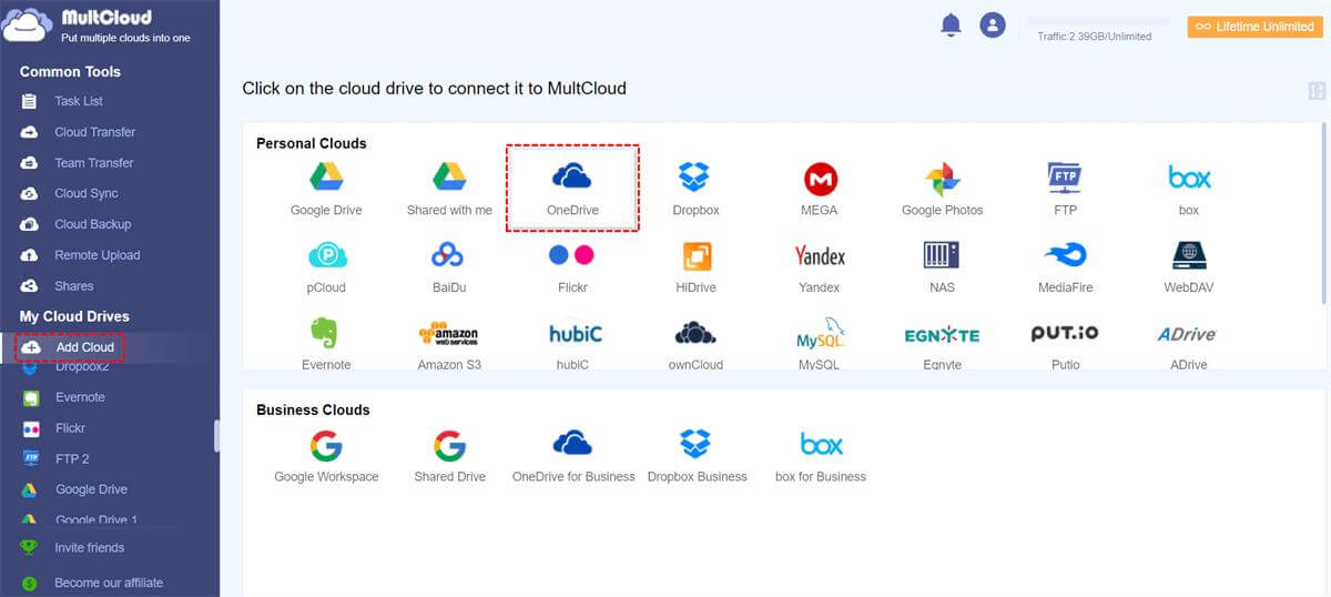 add the cloud drives