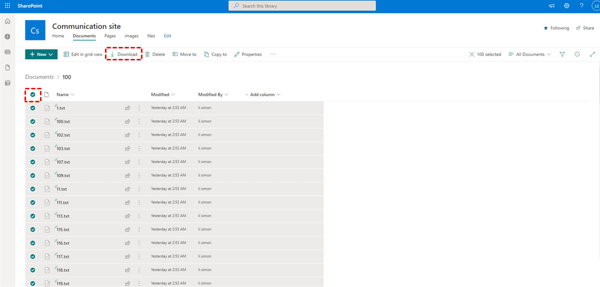 download files from sharepoint online
