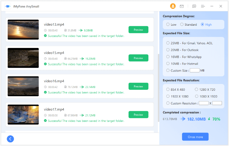 anysmall compress videos successfully