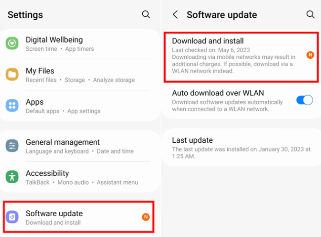 make a software update on android phone