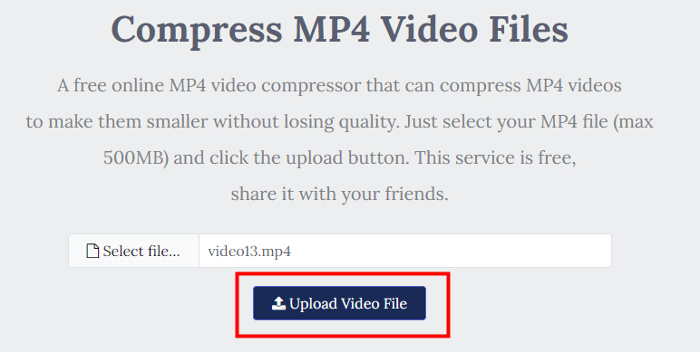 mp4compress upload video file
