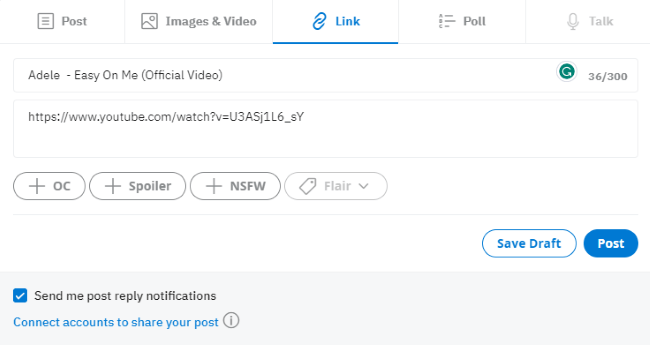 upload video to reddit via links from third party site