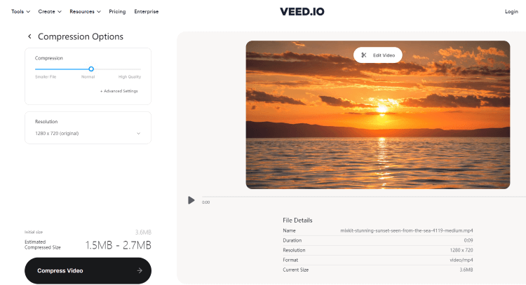 veed.io video compressor