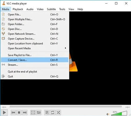 vlc media player choose convert and save