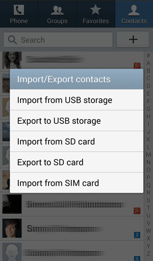 backup contacts with memory card