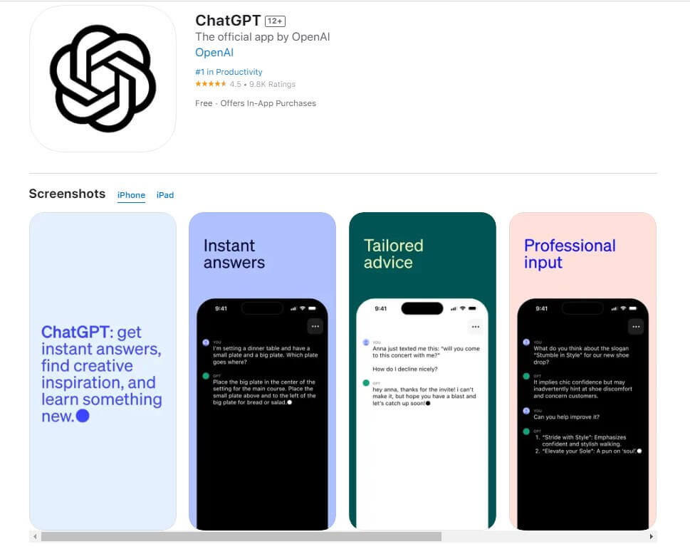 ChatGPT app for iOS