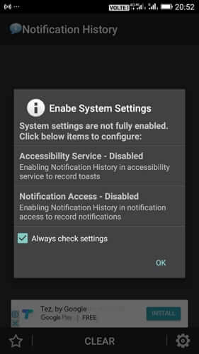 enable the access option
