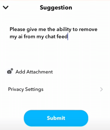 suggestions to remove My AI on snapchat
